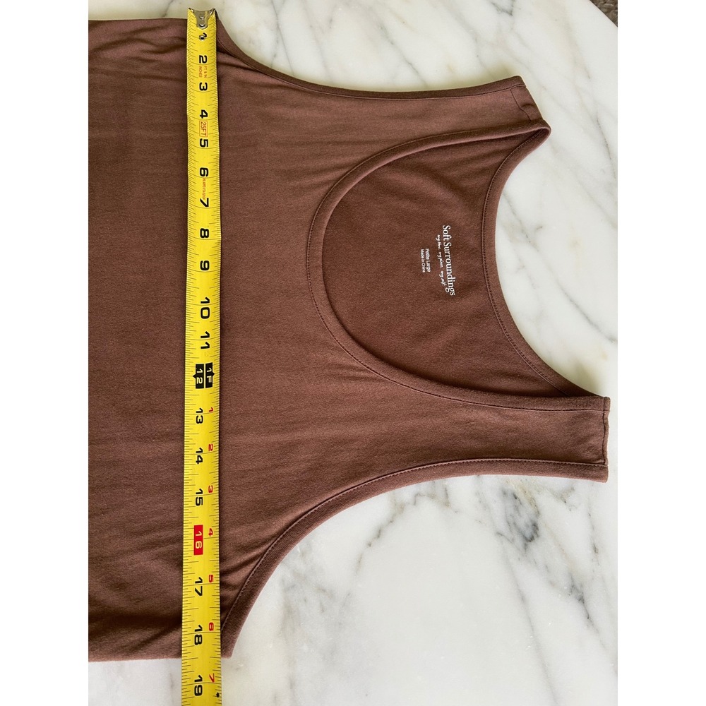 Soft Surroundings Brown Cotton Modal Sleeveless Maxi Dress Pockets Petite Large - Picture 4 of 12